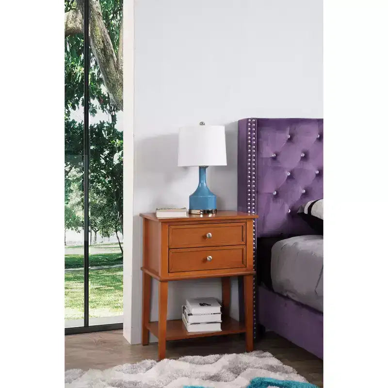 Wood 2-Drawer Nightstand 16"W x 22"D x 28"H