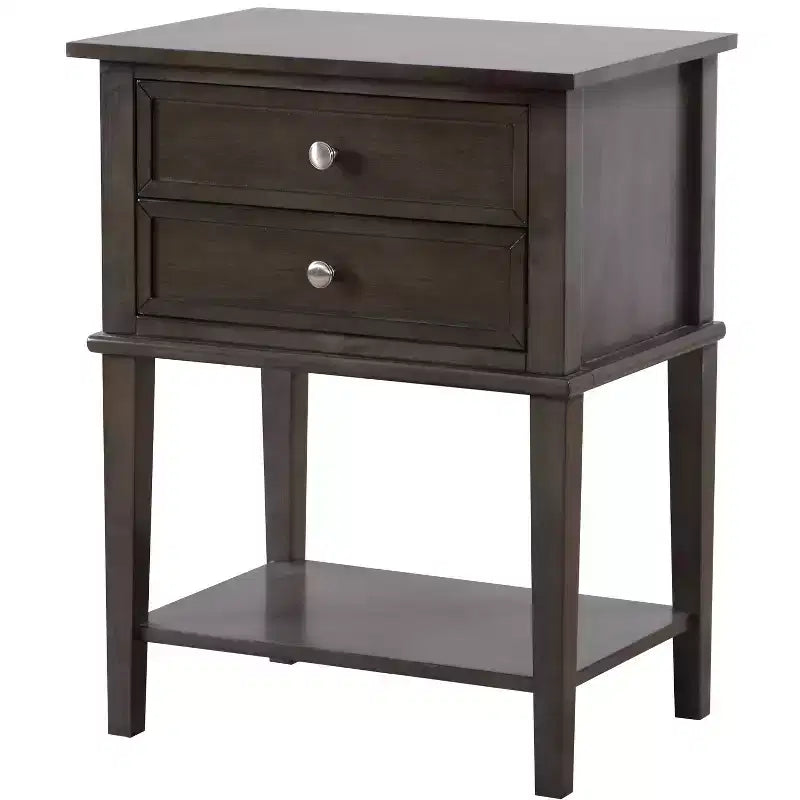 Wood 2-Drawer Nightstand 16"W x 22"D x 28"H
