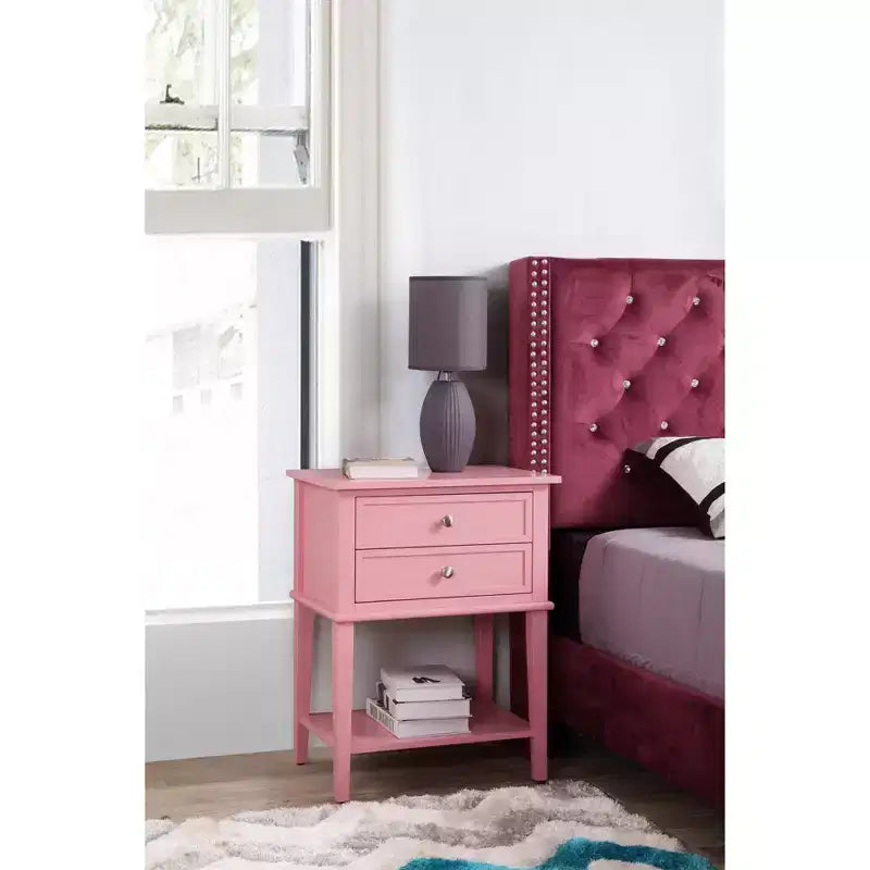 Wood 2-Drawer Nightstand 16"W x 22"D x 28"H