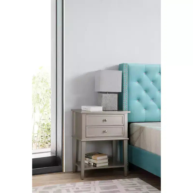 Wood 2-Drawer Nightstand 16"W x 22"D x 28"H