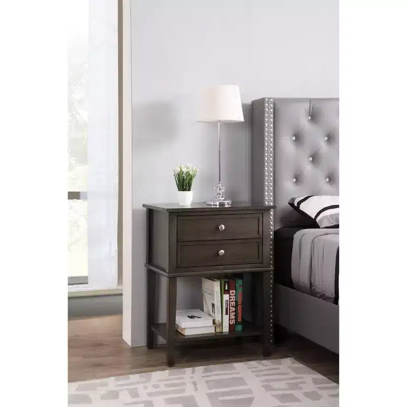Wood 2-Drawer Nightstand 16"W x 22"D x 28"H