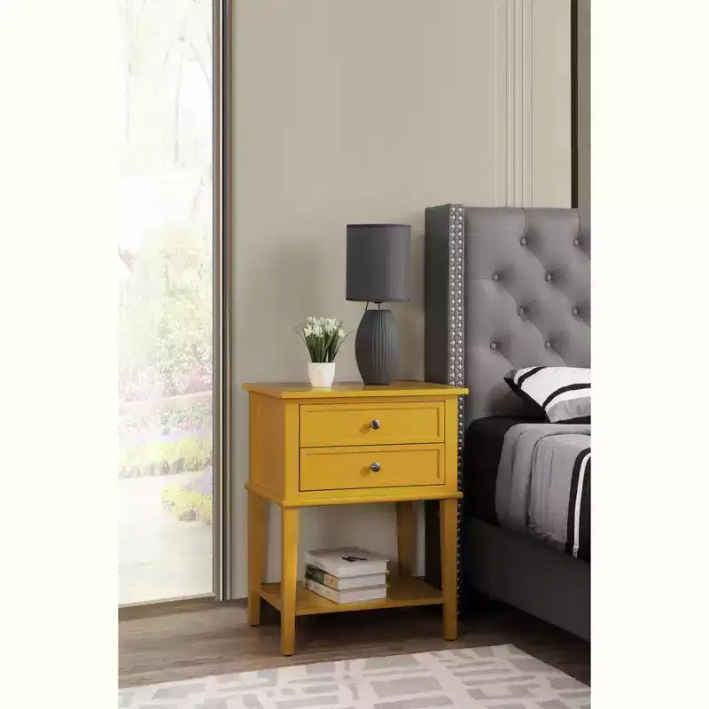Wood 2-Drawer Nightstand 16"W x 22"D x 28"H